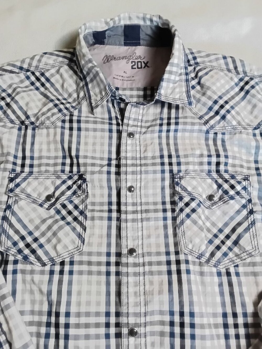 Wrangler 20x Pearl Snap Shirt XL Long Sleeve Western Cowboy